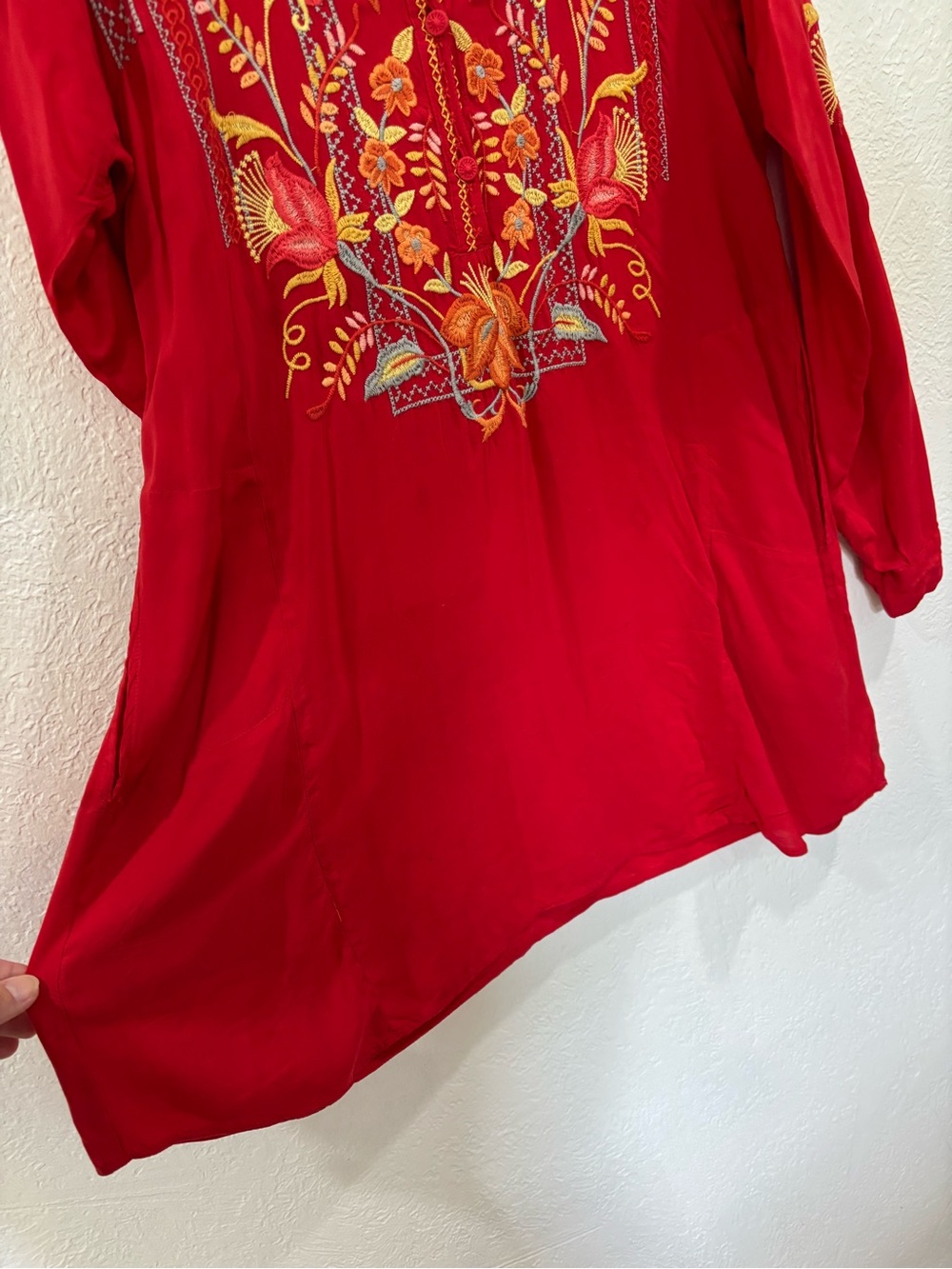 Johnny Was Red Embroidered Tunic Dress - Picture 3 of 13